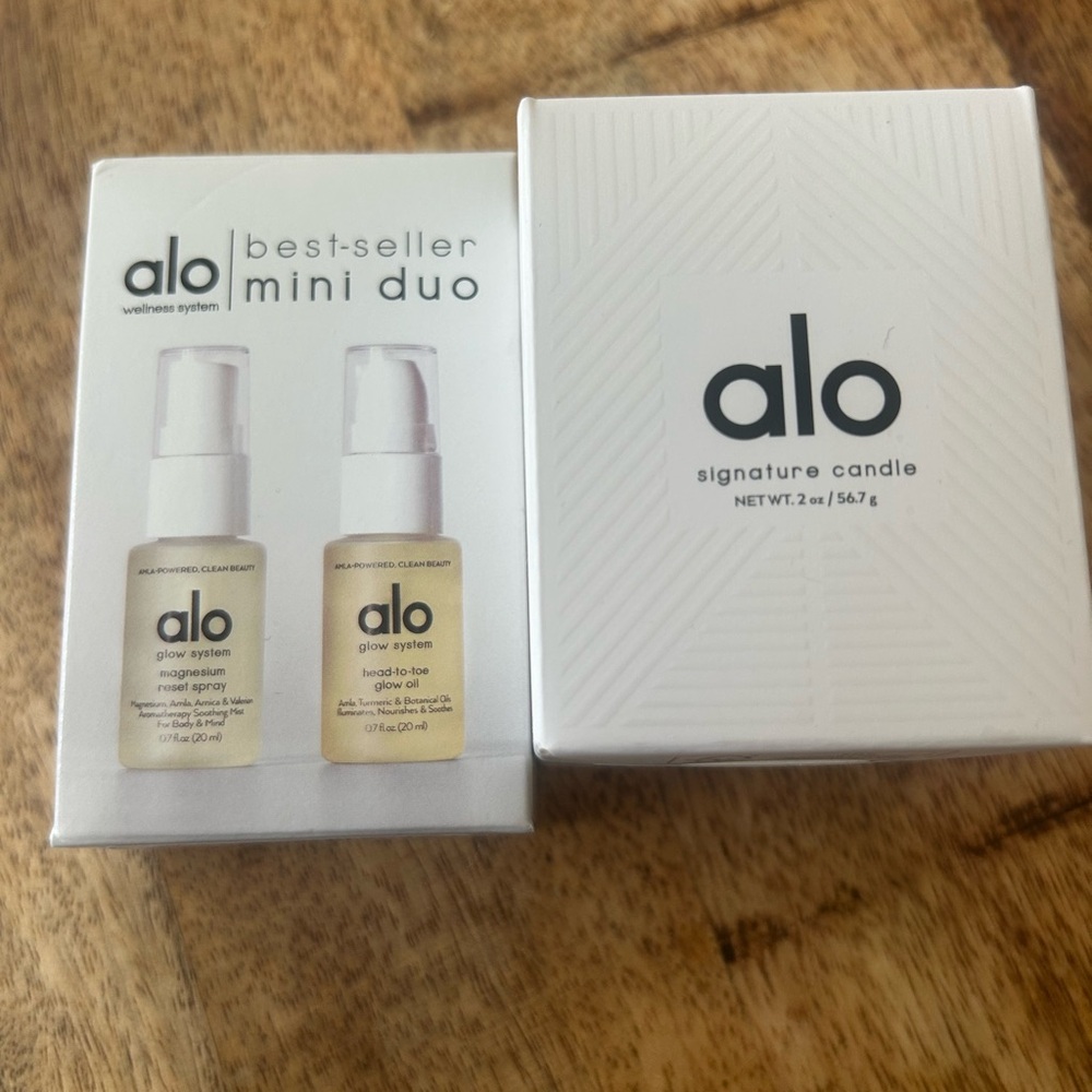 New ALO Yoga Best-Seller Mini Duo Skincare Set(magnesium) and Candle bundle